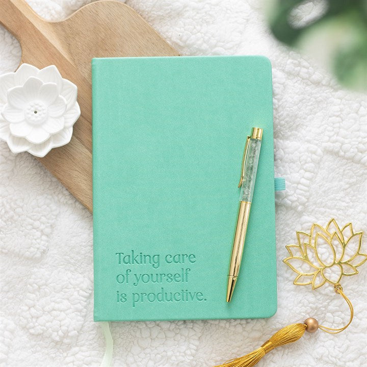 Wellness Journal with Crystal Pen – A5 Guided Self-Care Notebook