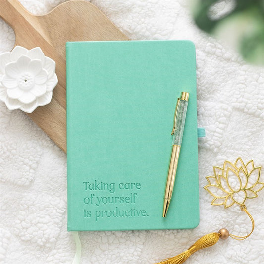 Wellness Journal with Crystal Pen – A5 Guided Self-Care Notebook