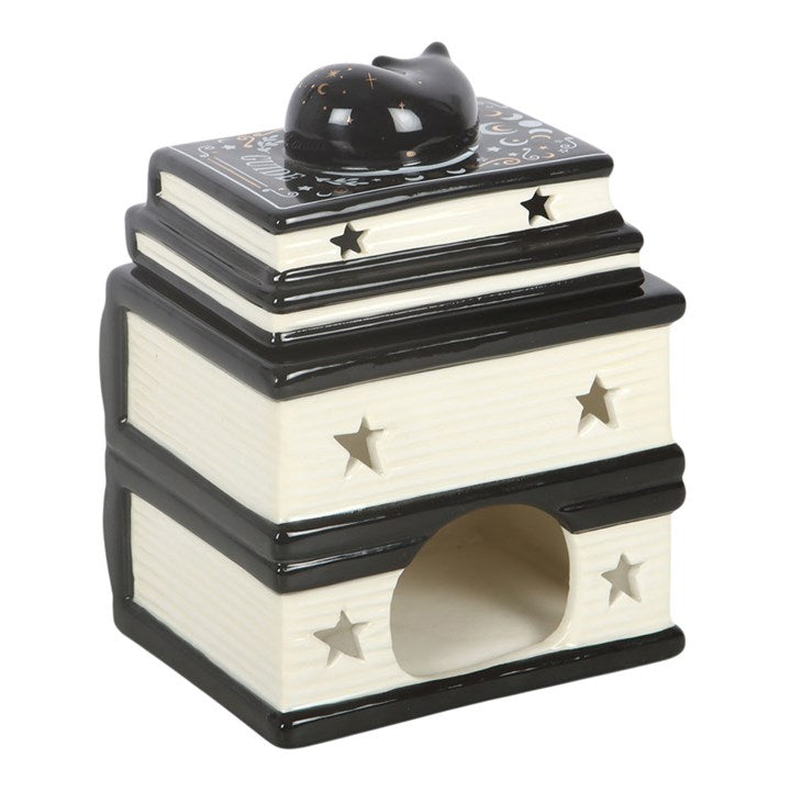 Black Cat Magick Book Stack Oil Burner