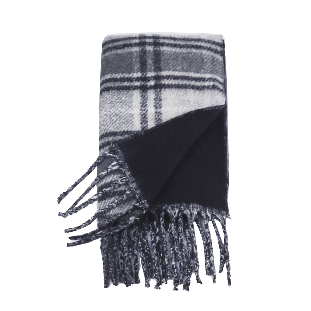 Two-Toned Checked Print Scarf – Grey