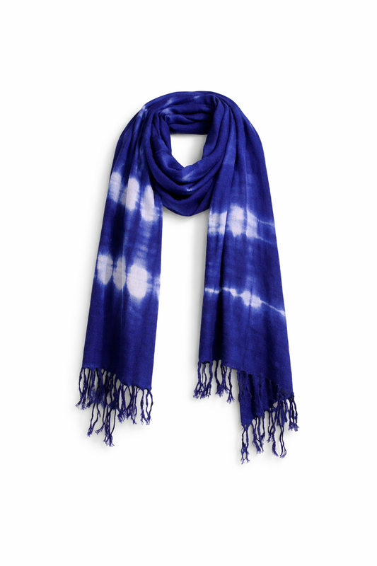 Boho Java Art Scarf - Indigo Stripes