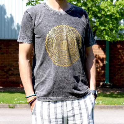 Stone washed mandala T-shirt Dark Grey