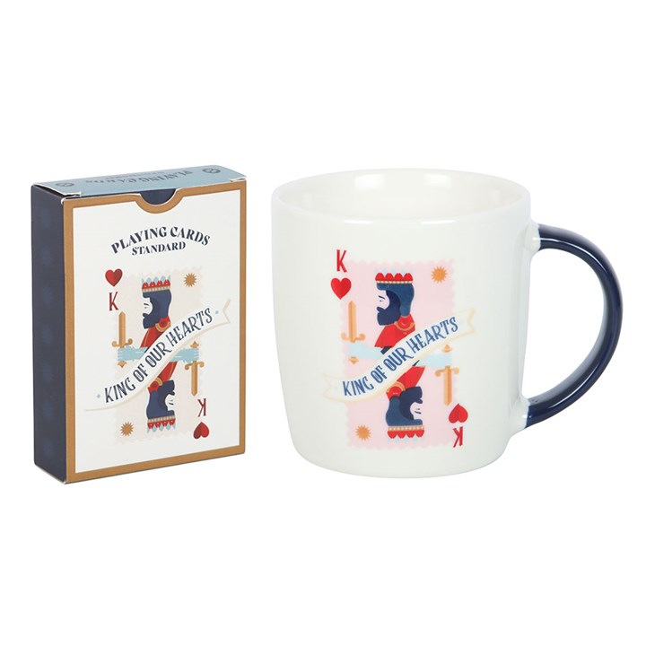 King of our hearts mug and playing cards set
