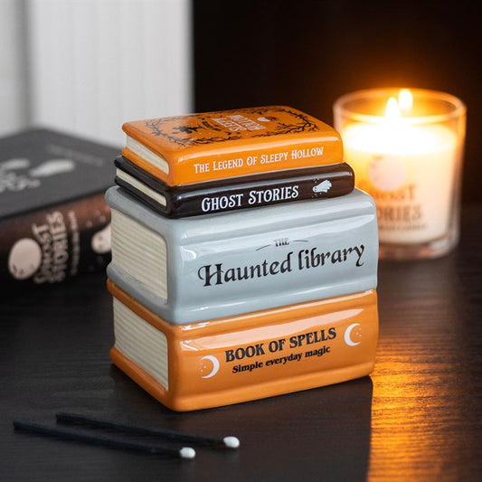 Haunted Library Book Stack Ceramic Oil Burner & Wax Warmer