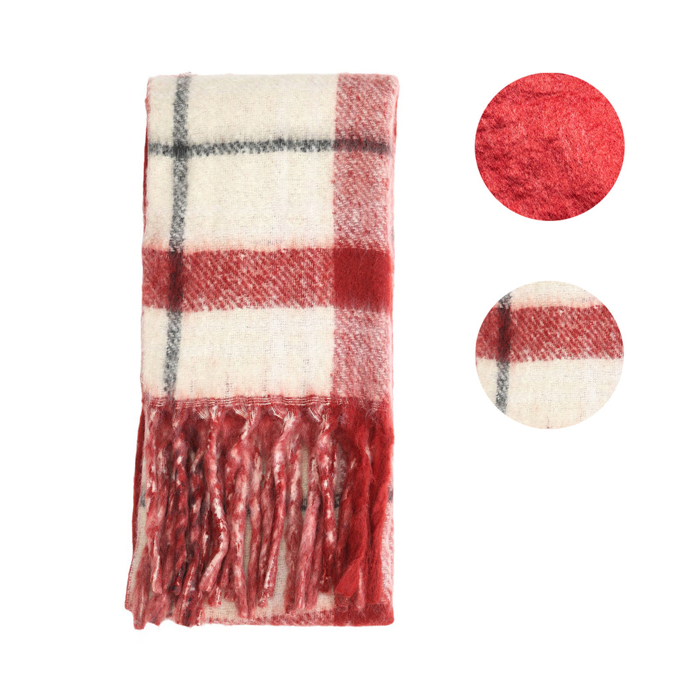 Two-Toned Checked Print Scarf – Red