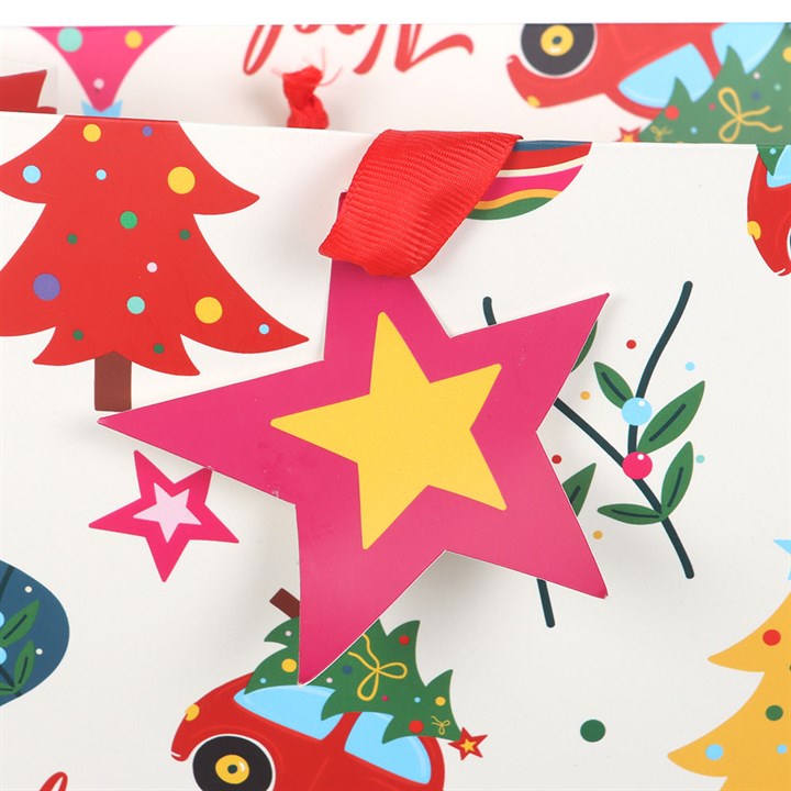 33cm Nostalgic Christmas Print Gift Bag