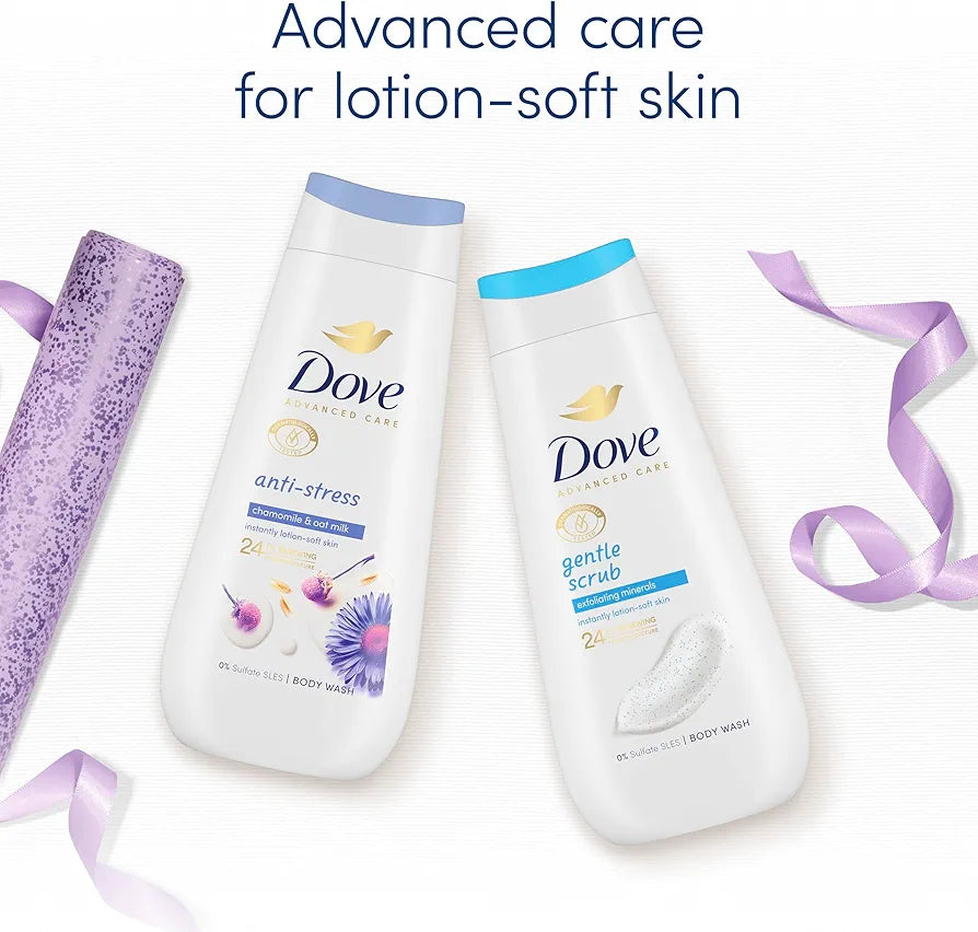 Dove Gift Set Unwind Duo with two body washes and a Shower Puff perfect gift for her