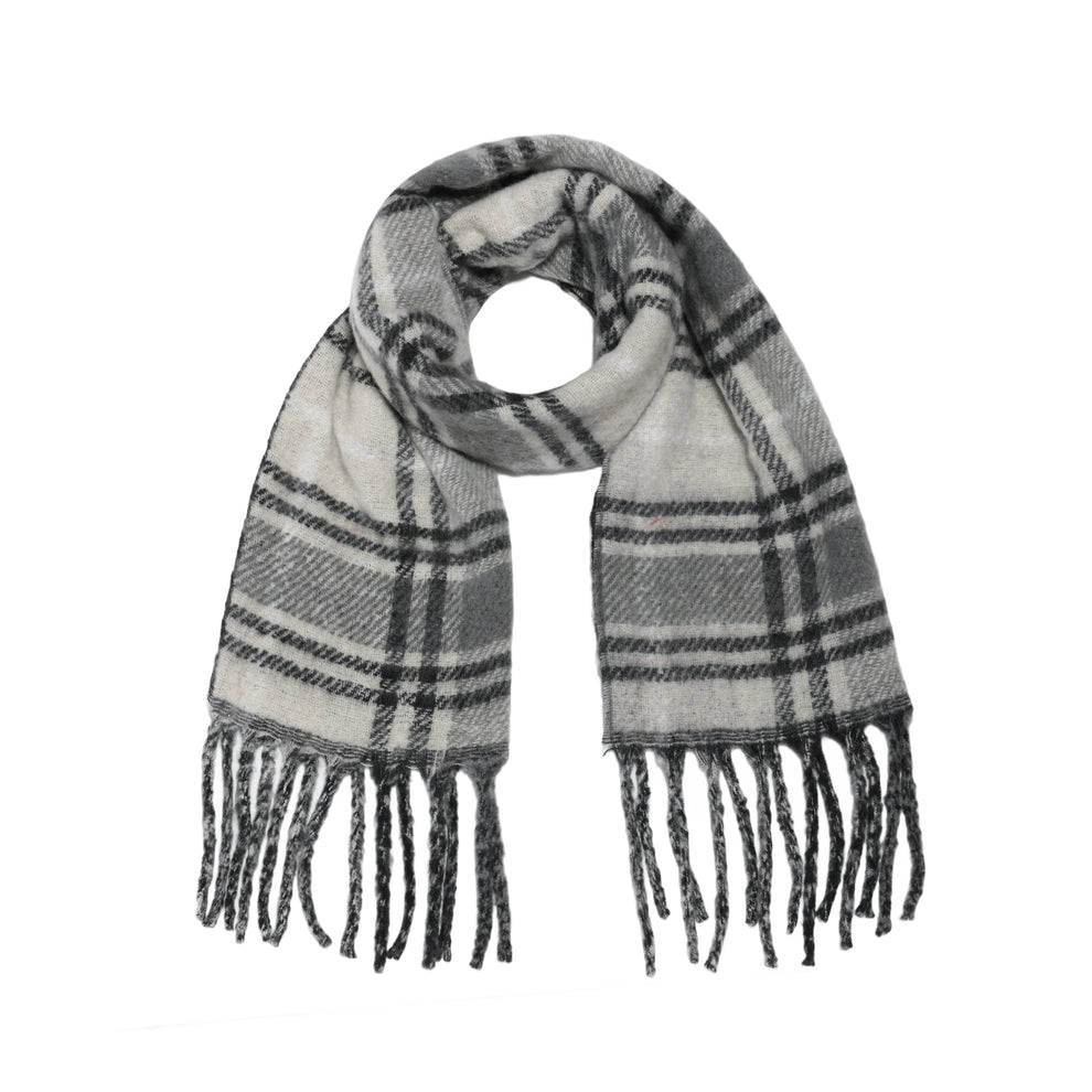 Two-Toned Checked Print Scarf – Grey