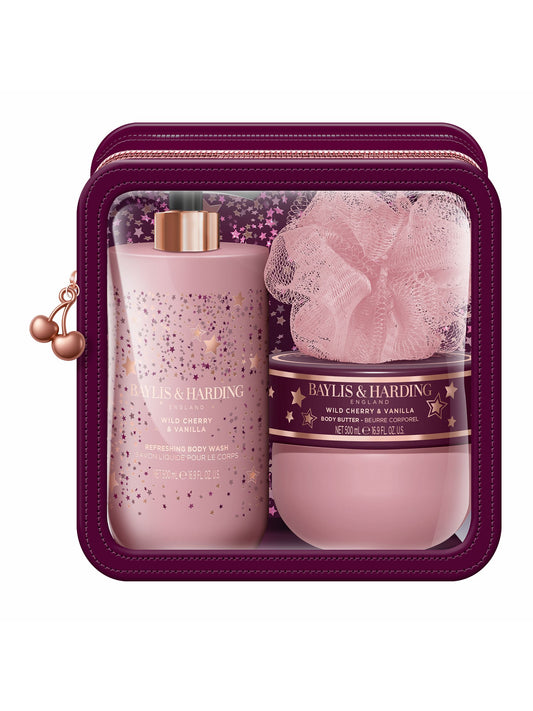 Baylis & Harding Wild Cherry & Vanilla Luxury Travel Bag Gift Set