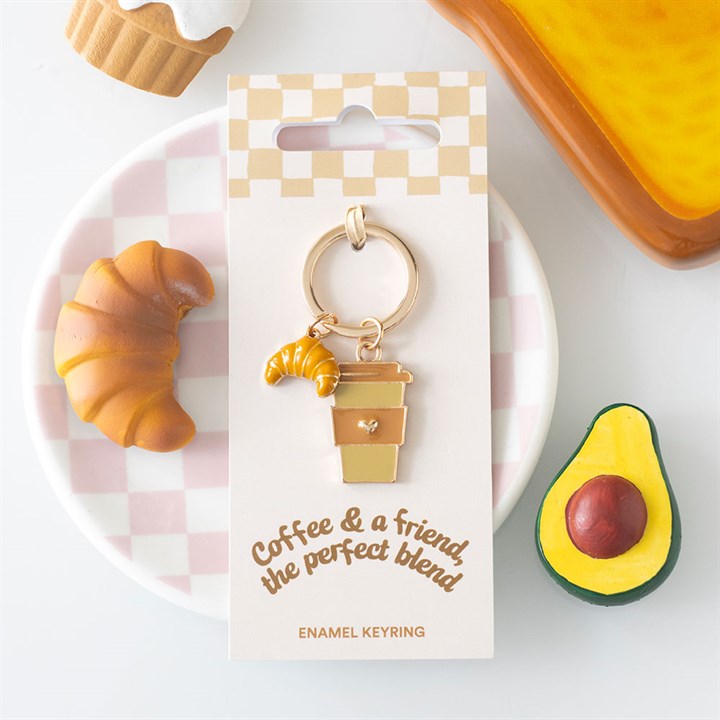 Coffee Lover Enamel Keyring – Cute Gift for Friends & Everyday Use