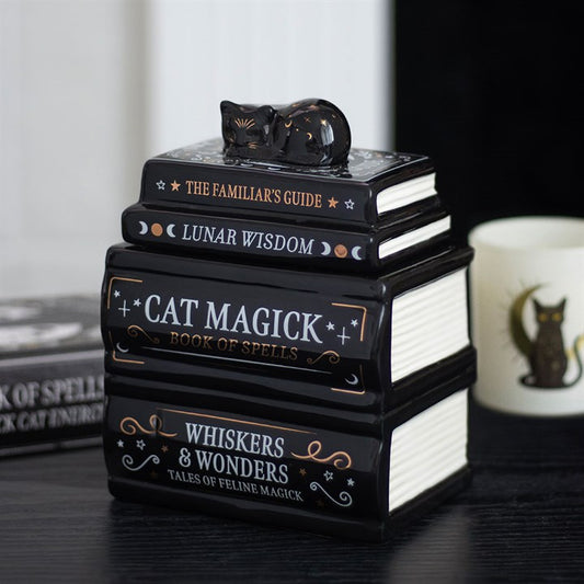Black Cat Magick Book Stack Oil Burner