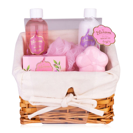 Blossom Bath Gift Set in Basket – Lilac Rose