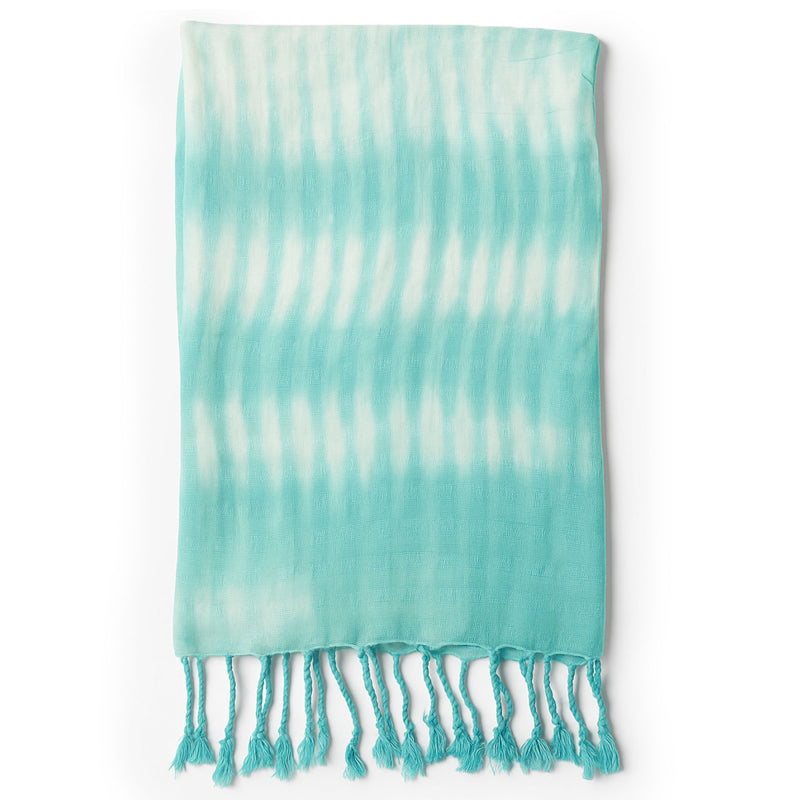 Boho Java Art Scarf - Teal Stripes & Motiff