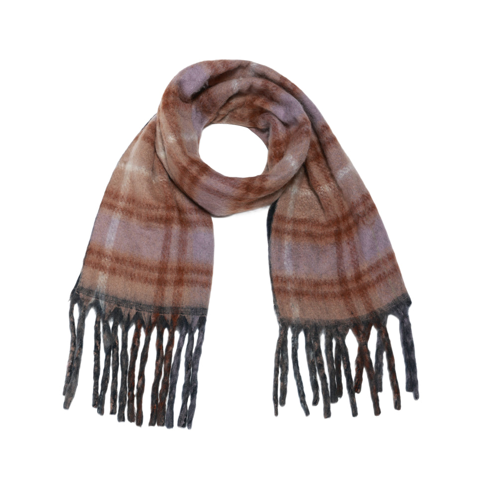 Two-Toned Checked Print Scarf – Navy Blue