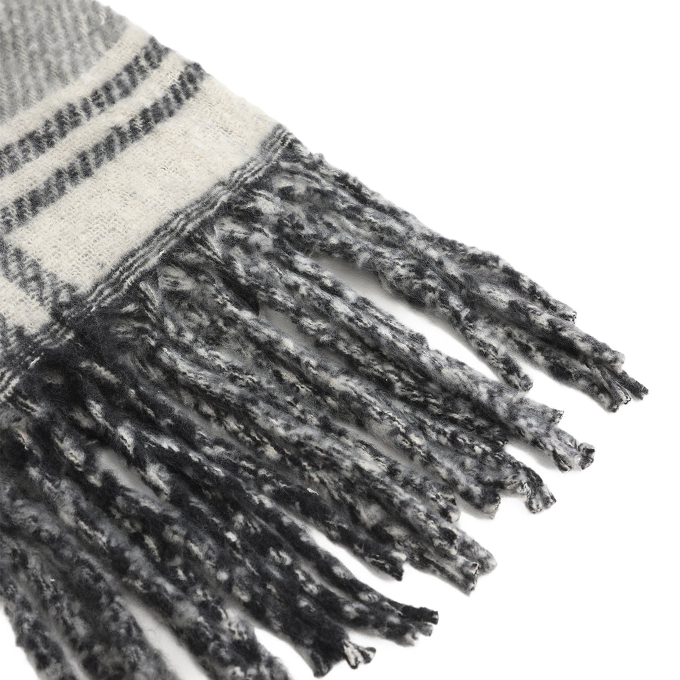 Two-Toned Checked Print Scarf – Grey