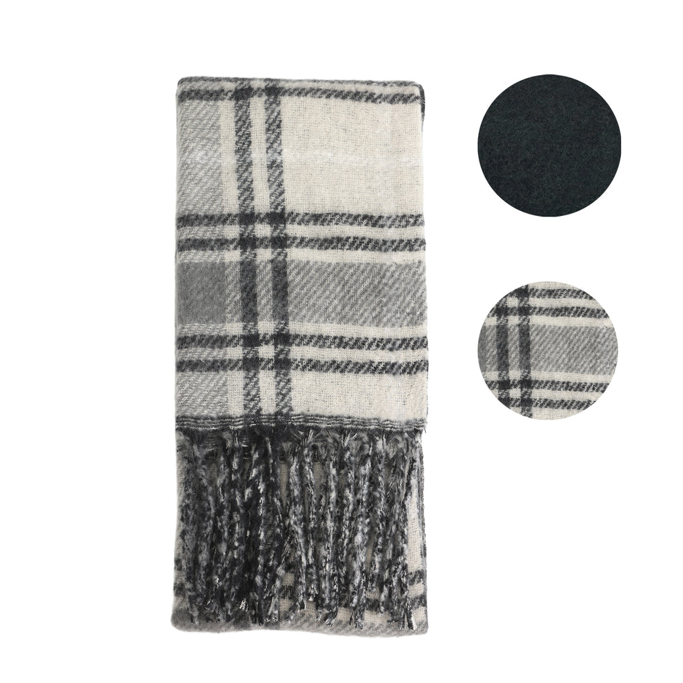 Two-Toned Checked Print Scarf – Grey