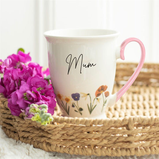 “Mum” Floral Ceramic Mug – Wildflower Design