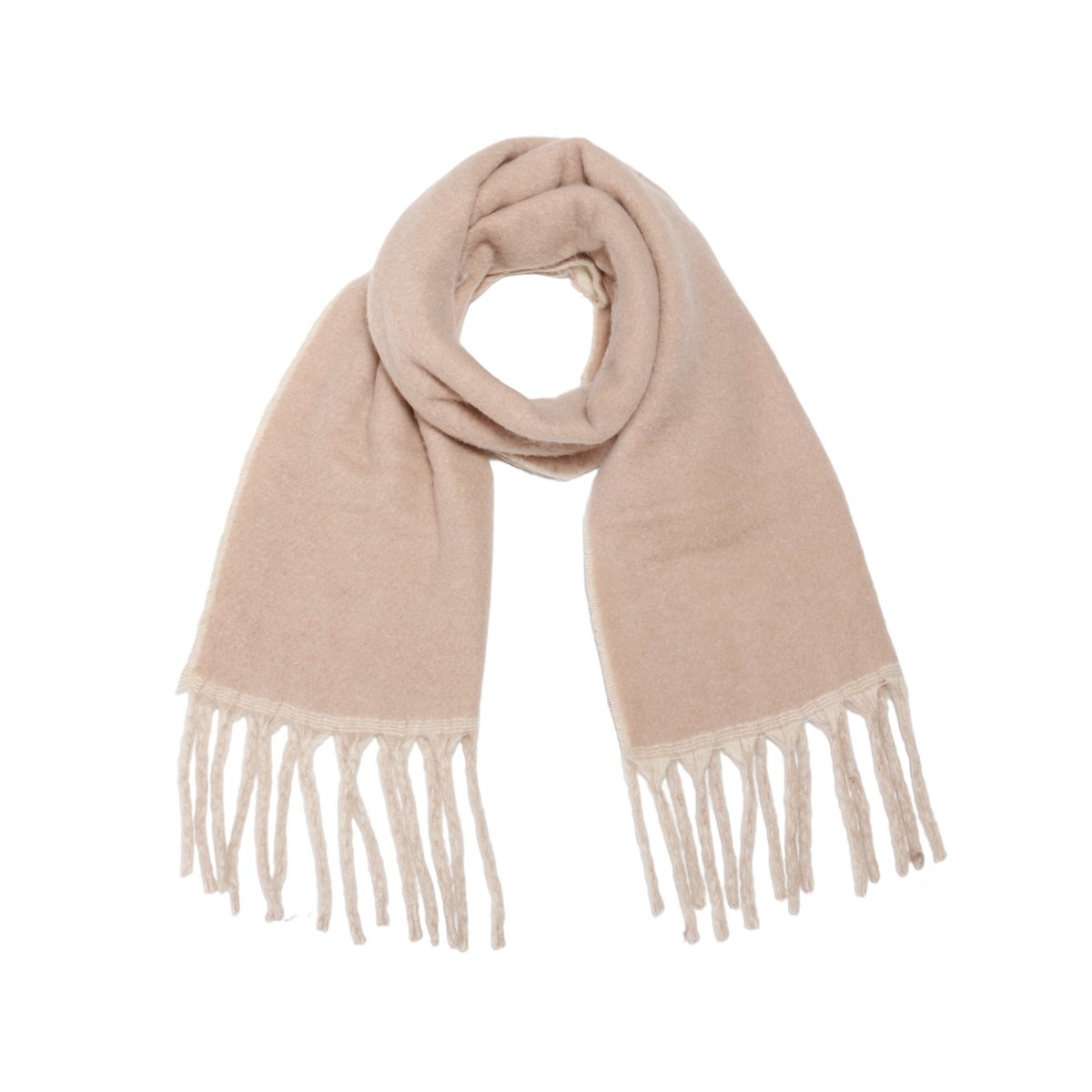 Two-Toned Winter Scarf – Beige & Off White