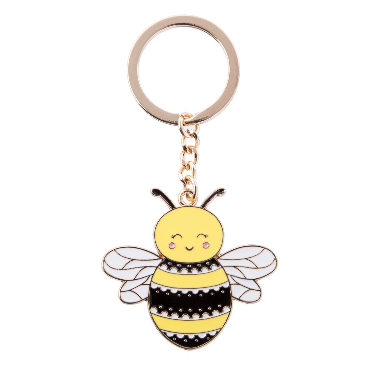 Bee Happy Enamel Keyring