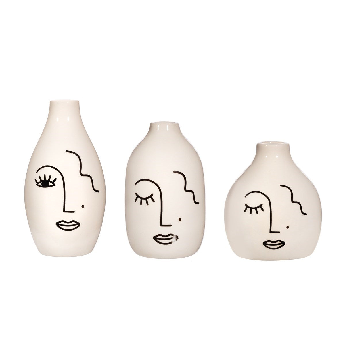 Abstract Face Vases - Set Of 3
