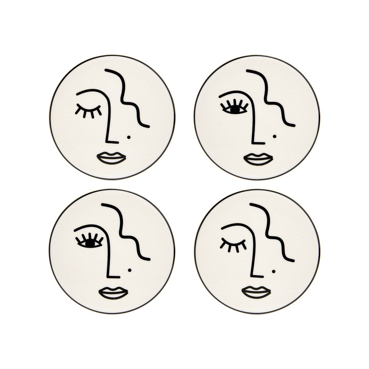 Abstract Face Coasters - Set Of 4