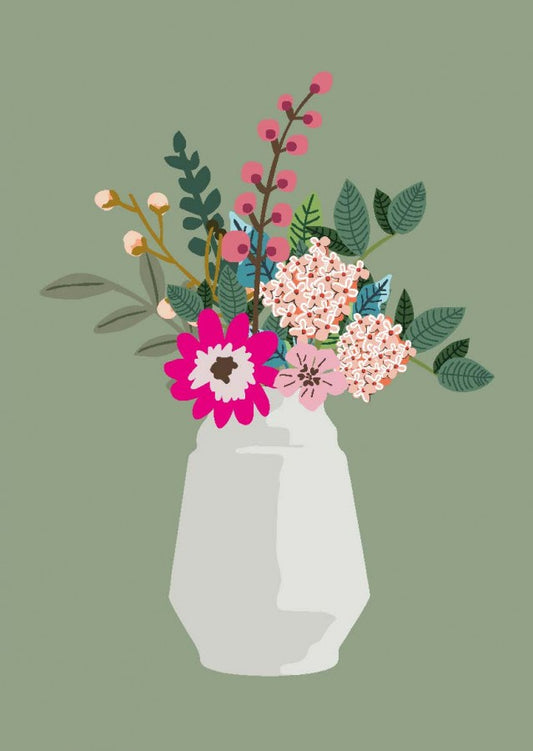 beautiful flower vase greeting card