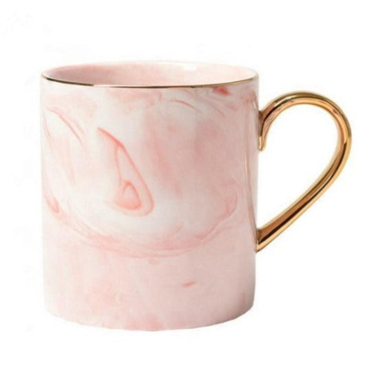 Pink marble mug with golden handle