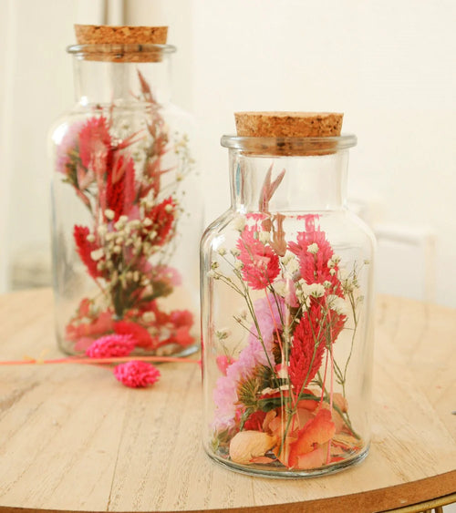 Bottle of dried flowers