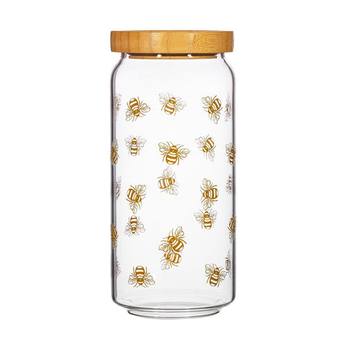 Vintage Bee Glass Storage Jar Large