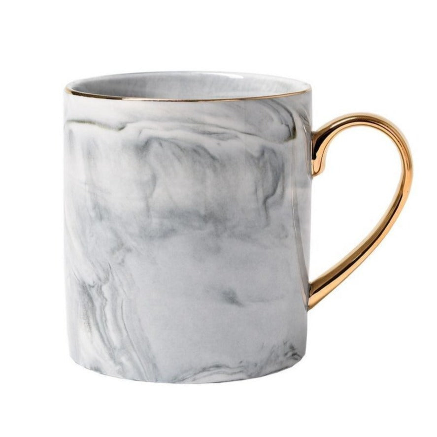 Gray marble mug with golden handle
