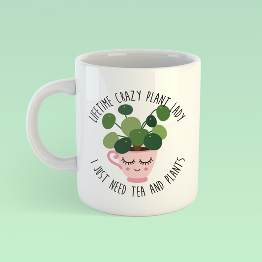 Crazy plant lady pilea tea mug