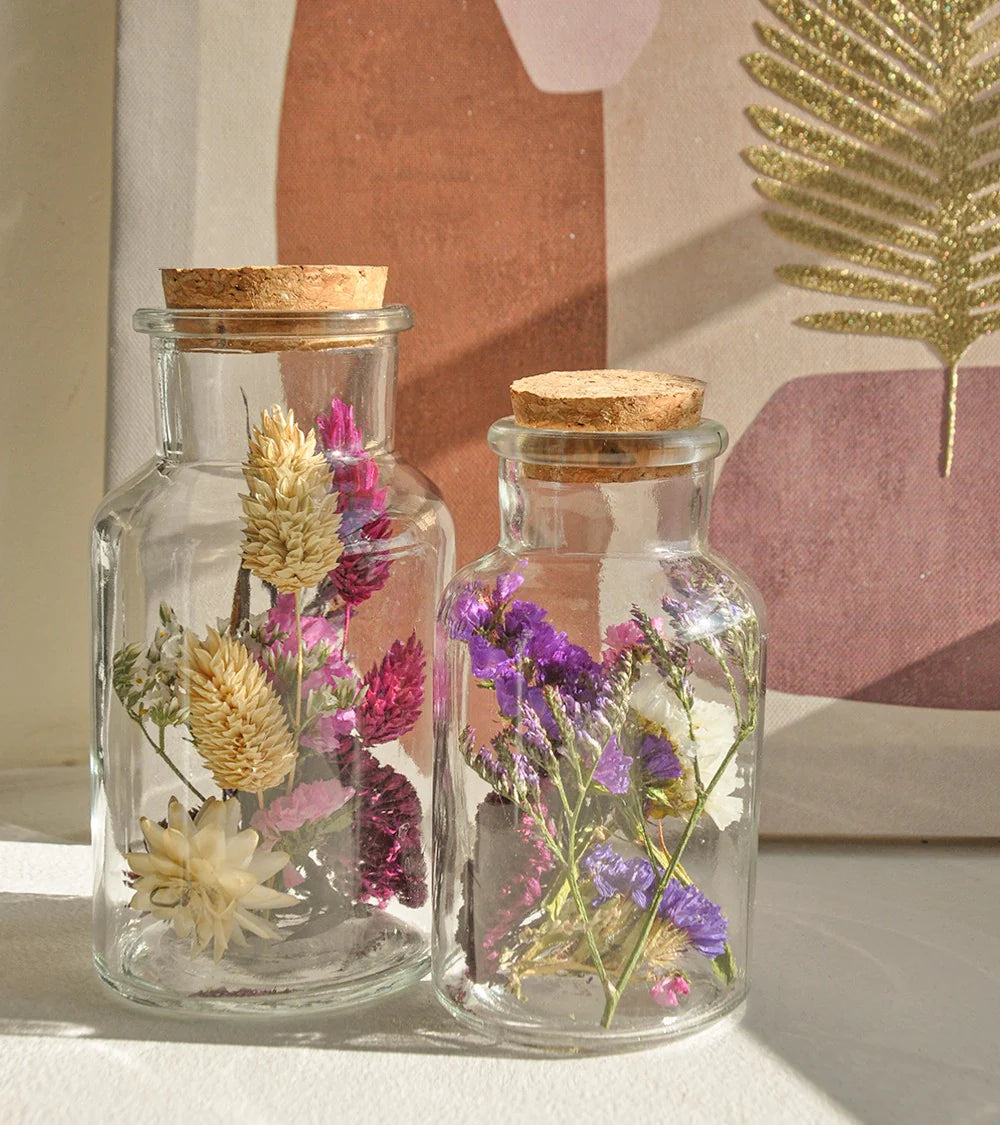Bottle of dried flowers